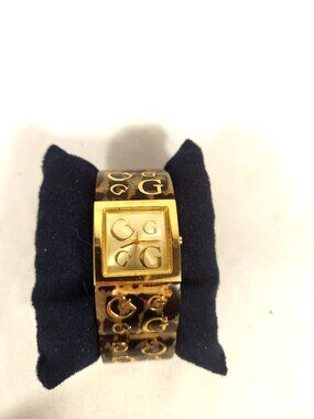 NWT Guess Womens Square Face Watch Pave Gold Signature